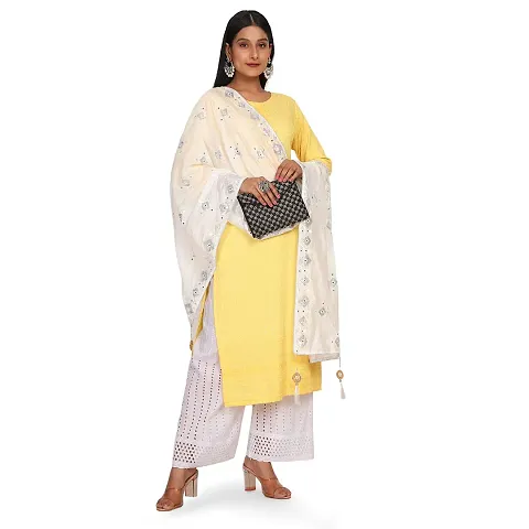 Vshtravya fab Women's Embroidered Dupatta with Lace border.(Free Size_White_20)