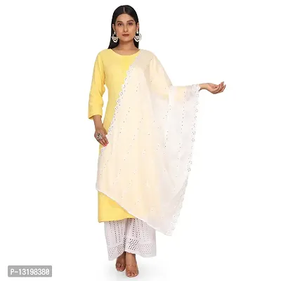 NEEL ART Women's Embroidered Chiffon Dupatta with Lace border.(Free Size_White_03)-thumb5