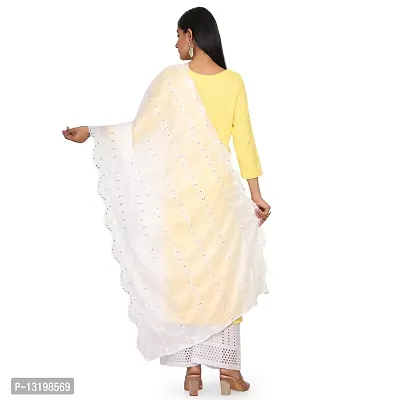 NEEL ART Women's Embroidered Chiffon Dupatta with Lace border.(Free Size_White_01)-thumb2