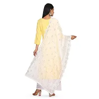 NEEL ART Women's Embroidered Chanderi Cotton Dupatta with Lace border.(Free Size_White_17)-thumb1