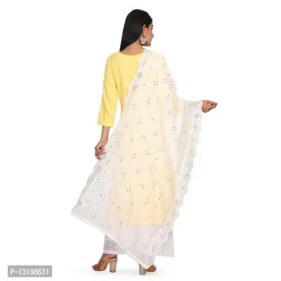 NEEL ART Women's Embroidered Chanderi Cotton Dupatta with Lace border.(Free Size_White_17)-thumb2