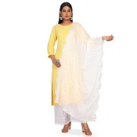 NEEL ART Women's Embroidered Chiffon Dupatta with Lace border.(Free Size_White_01)-thumb2