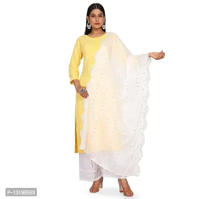 NEEL ART Women's Embroidered Chiffon Dupatta with Lace border.(Free Size_White_01)-thumb3