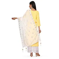 NEEL ART Women's Sequine Embroidered Chanderi Cotton Dupatta with Lace border.(Free Size_White_20)-thumb1