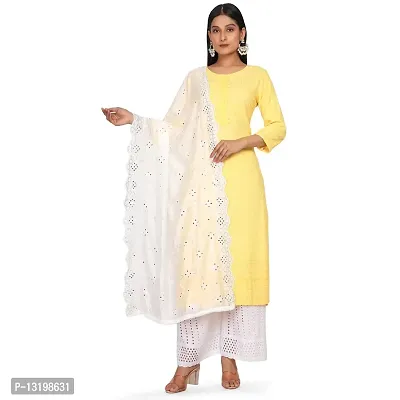 NEEL ART Women's Embroidered Chanderi Cotton Dupatta with Lace border.(Free Size_White_17)-thumb3