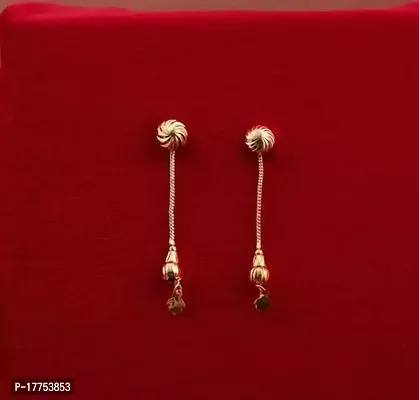 Elegant Golden Brass American Diamond Drop Earrings Earring For Women-thumb0