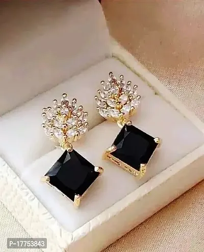 Elegant Black Brass American Diamond Drop Earrings Earring For Women