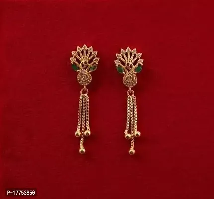 Elegant Golden Brass American Diamond Drop Earrings Earring For Women