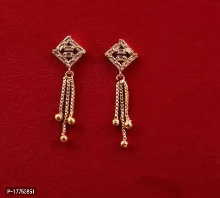 Elegant Golden Brass American Diamond Drop Earrings Earring For Women