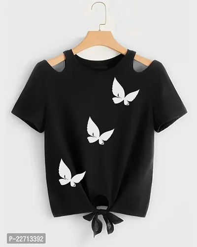 Elegant Black Cotton Printed Top For Women-thumb0