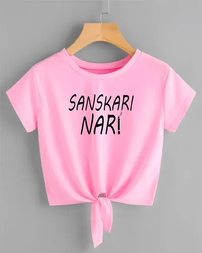 JMD Collection Hub Sanskari Nari Crop Top Round Nack Special for Women,Girls (Multicolours) (X-Large, Baby Pink)