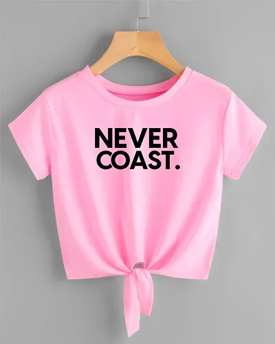 JMD Collection HUB Never Coast Print Crop Top (X-Large, Baby Pink)