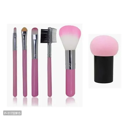 5 Pcs Professional Makeup Brush Kit For Girls And Women With mushroom Puff