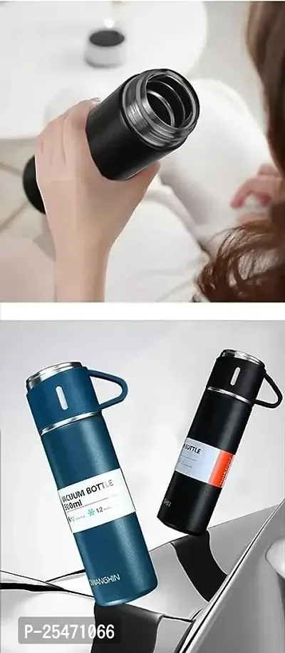 Black Vacuum Flask Gift Set with Name, Bottle with 3 Cups 500 ml Flask 500 ml Flask, Corporate Gift Items. customised Gifts    (multicolour)-thumb5