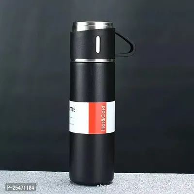 Double Wall Stainless Steel Thermo 500ml Vacuum Insulated Water Bottle Flask Set with 3 Cups Hot  Cold |(Gr,Multi-Color)-thumb3