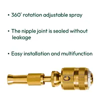 High Pressure Brass Nozzle Gun for 1/2 Garden Hose Pipe, Perfect for Car Bike Washing  Gardening Water Pipe (Push-Fit Brass Nozzle)-thumb1