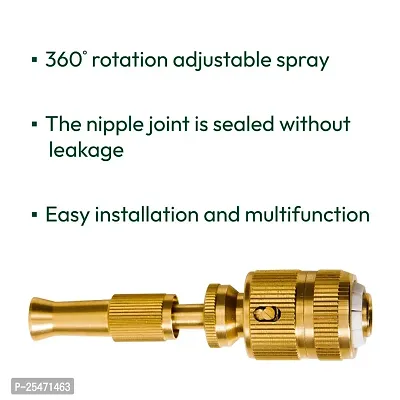 High Pressure Brass Nozzle Gun for 1/2 Garden Hose Pipe, Perfect for Car Bike Washing  Gardening Water Pipe (Push-Fit Brass Nozzle)-thumb2