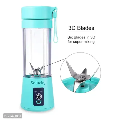 6 Blades Juicer Rechargeable Portable Electric USB Juicer Bottle Blender for Making Juice,Travel Juicer for Fruits and Vegetables,Juice Maker Machine (Multicolour) (SMALL)-thumb2