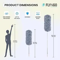 Microfiber Feather Duster Bendable  Extendable Fan Cleaning Duster with 100 inches Expandable Pole Handle Washable Duster for High Ceiling Fans, Window Blinds, Furniture (Grey)-thumb3