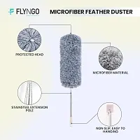 Microfiber Feather Duster Bendable  Extendable Fan Cleaning Duster with 100 inches Expandable Pole Handle Washable Duster for High Ceiling Fans, Window Blinds, Furniture (Grey)-thumb4