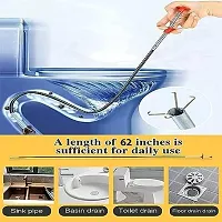 Drain Pipe Cleaning Spring Stick, Hair Catching Drain Pipe Cleaning Claw Wire, Sink Cleaning Stick Sewer Sink Tub Dredge Remover, Spring Drain Pipe Basin Cleaner Tool (160 cm)-thumb2