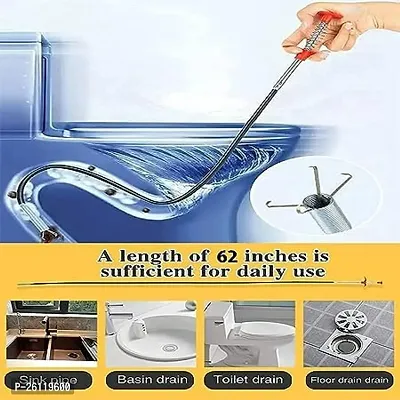 Drain Pipe Cleaning Spring Stick, Hair Catching Drain Pipe Cleaning Claw Wire, Sink Cleaning Stick Sewer Sink Tub Dredge Remover, Spring Drain Pipe Basin Cleaner Tool (160 cm)-thumb3