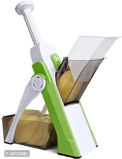 All in 1 Multi-Purpose Mandoline Slicer, Chopper, Dicer Ideal For Vegetable  Fruits Chopper Cutter With Stainless Steel Blade  Safety Holder/Pusher With 30+ Adjustment - Made in India (multicolour)-thumb0