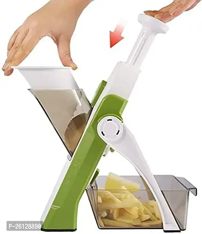 Stainless Steel Adjustable Slicer with Spring Slicer Safety Holder Ideal Mandoline for Multipurpose Vegetable  Fruit Chopper Cutter Grater Ideal for Potato, Onion, Carrots, Salad Multicolor-thumb0