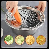 Stainless Steel 3 in 1 Kitchen Multipurpose Kitchen Stainless Steel Bowl,Vegetable/Fruit Grater Kitchen Mesh Strainers,Drain Basket, Julienne Graters for Vegetable Cutter-thumb3