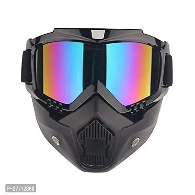 Bike Riding Goggles Glasses with Face mask Dust Mask with Detachable Motorcycle Oculos Gafas and Mouth Filter for Open Face Vintage (RAINBOW)