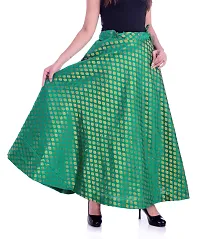 Pink Beauty Women's Umbrella Cut Silk Green Lehenga/Skirt for Party/Festival Function.-thumb2