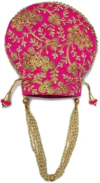 BINORI FASHIONS Rajasthani Style Royal Clutch Silk Batwa Bag Combo Wristlets Ethnic Potli Combo For Women's Zari Work Potli Combo Bridal Potli Combo Potli Bags Combo. (PINK  BABY PINK)-thumb2
