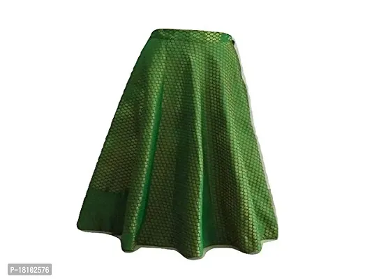Suman Women's Brocade Silk Skirt (Pink, Free Size) (Green, Free Size)-thumb0