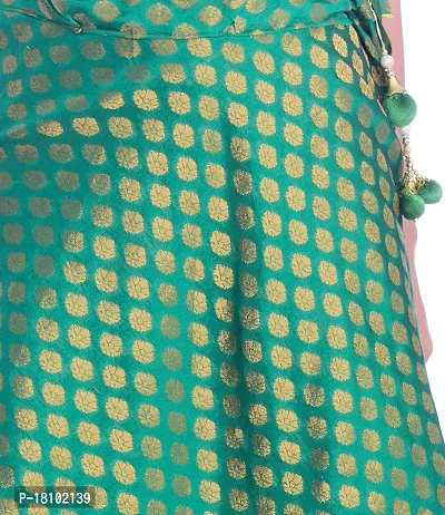 Pink Beauty Women's Umbrella Cut Silk Green Lehenga/Skirt for Party/Festival Function.-thumb5