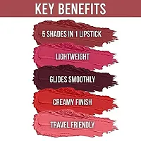 5 in 1 Lipsticks Matte Finish Combo Pack for Women Red and Nude Edition-thumb1