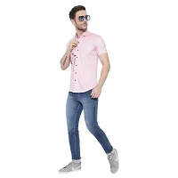 Edgy Mens Lycra Sparrow Design Printed Half Sleeve Casual Shirts for Boys and Mens (Light Pink) (Size:-X-Large)-thumb1