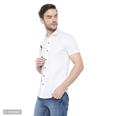 Edgy Mens Lycra Sparrow Design Printed Half Sleeve Casual Shirts for Boys and Mens (White) (Size:-Small)-thumb2