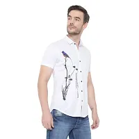 Edgy Mens Lycra Sparrow Design Printed Half Sleeve Casual Shirts for Boys and Mens (White) (Size:-Small)-thumb2