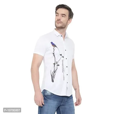 Edgy Mens Lycra Sparrow Design Printed Half Sleeve Casual Shirts for Boys and Mens (White) (Size:-Small)-thumb3