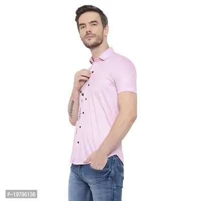 Edgy Mens Lycra Sparrow Design Printed Half Sleeve Casual Shirts for Boys and Mens (Pink) (Size:-Small)-thumb5