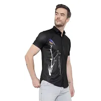 Edgy Mens Lycra Sparrow Design Printed Half Sleeve Casual Shirts for Boys and Mens (Black) (Size:-X-Large)-thumb1