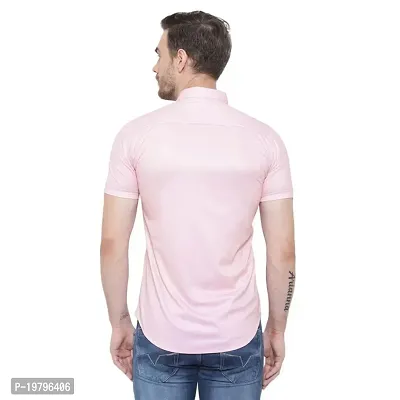 Edgy Mens Lycra Sparrow Design Printed Half Sleeve Casual Shirts for Boys and Mens (Light Pink) (Size:-Small)-thumb3