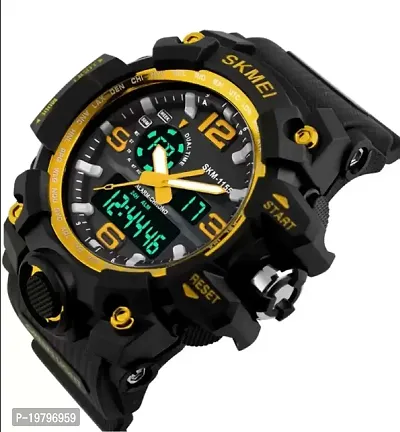 JOLIYA ll Waterproof Smart Large Dial Dual Time Analog  Digital Wrist Watch for Men  Boys Multi Function (Yellow)-thumb2