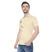 Edgy Mens Lycra Sparrow Design Printed Half Sleeve Casual Shirts for Boys and Mens (Beige) (Size:-Medium)-thumb4