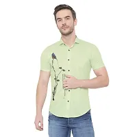 Edgy Mens Lycra Sparrow Design Printed Half Sleeve Casual Shirts for Boys and Mens (Green) (Size:-Small)-thumb3