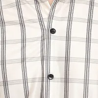 Edgy Mens Lycra Checks Design Printed Half Sleeve Casual Shirts for Boys and Mens (Off White) (Size:-Medium)-thumb2
