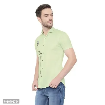 Edgy Mens Lycra Sparrow Design Printed Half Sleeve Casual Shirts for Boys and Mens (Green) (Size:-Small)-thumb3