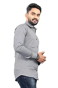 Edgy Men's Solid Cotton Blend Full Sleeves Formal Spread Shirt/Plen Full Sleeves Shirt-Medium (JE-1209) Multicolour-thumb3