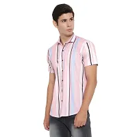 Edgy New Casual Pink Lining Half Sleeves Man Casual Shirt (Pink) Size:-Medium-thumb2