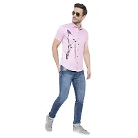 Edgy Mens Lycra Sparrow Design Printed Half Sleeve Casual Shirts for Boys and Mens (Pink) (Size:-X-Large)-thumb3